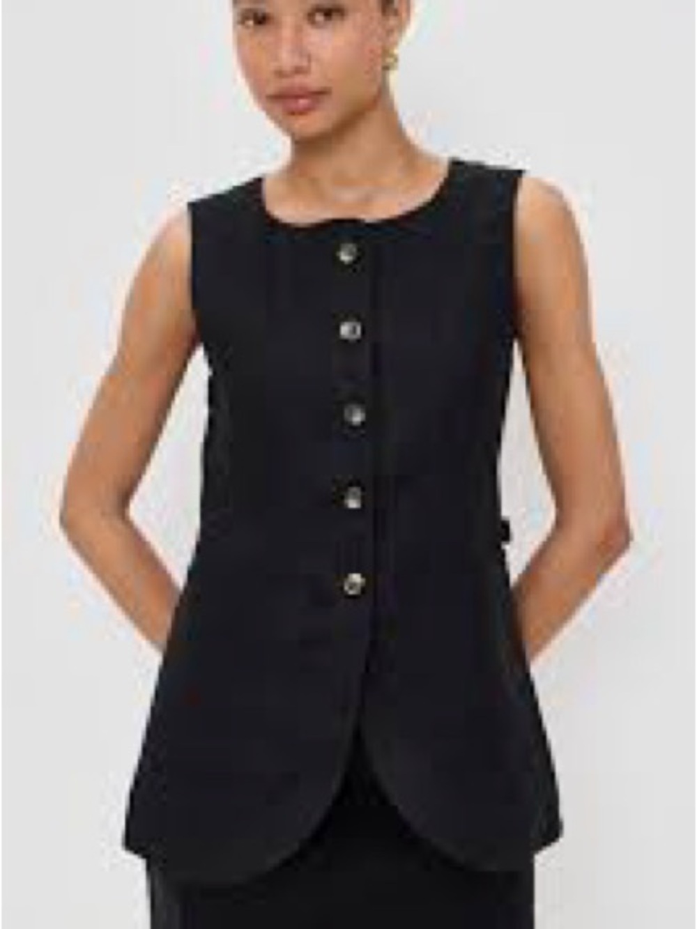 Posse Black Button-Front Sleeveless Tunic